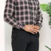 Turbo Plaid Pattern Creation Long Sleeve Cotton Casual Shirt In Black