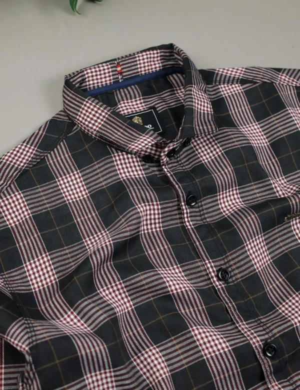 Turbo Plaid Pattern Creation Long Sleeve Cotton Casual Shirt In Black